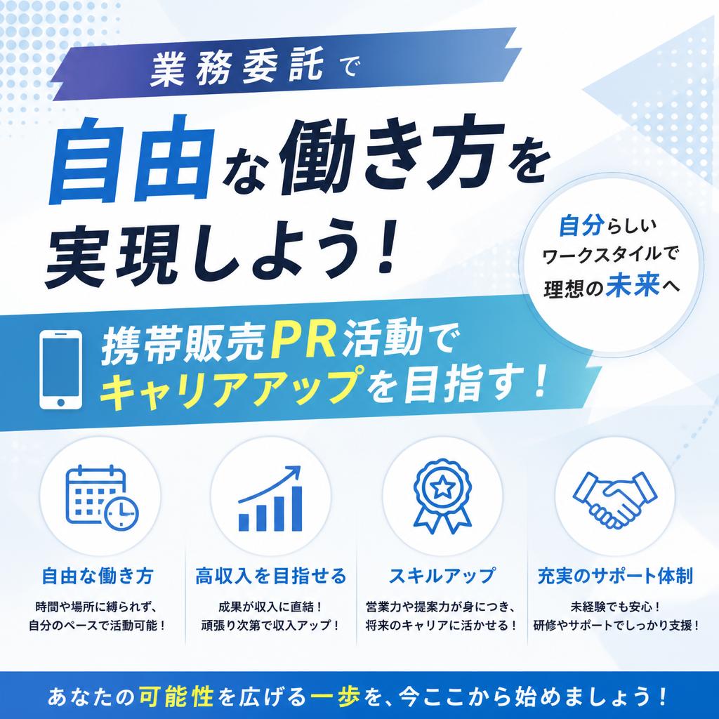 業務委託で自由な働き方を実現しよう！携帯販売PR活動でキャリアアップを目指す