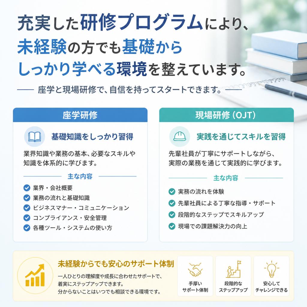 未経験でも安心の研修制度
