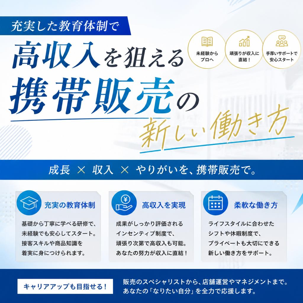 充実した教育体制で高収入を狙える携帯販売の新しい働き方